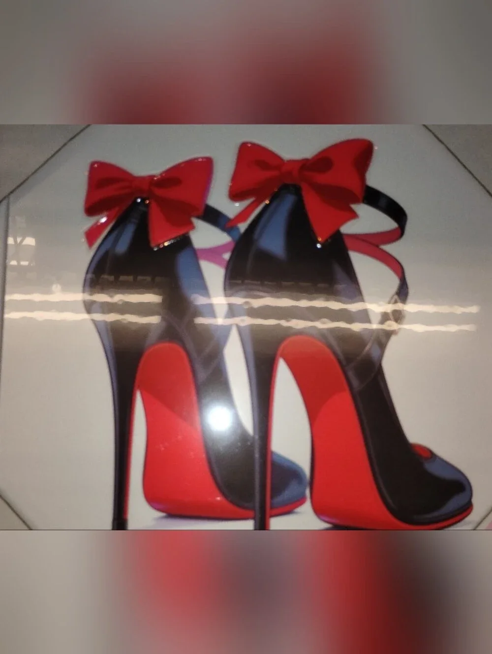 Red Bow High Heel Pumps - Women Shoes Wall Art Canvas - Picture 1 of 1